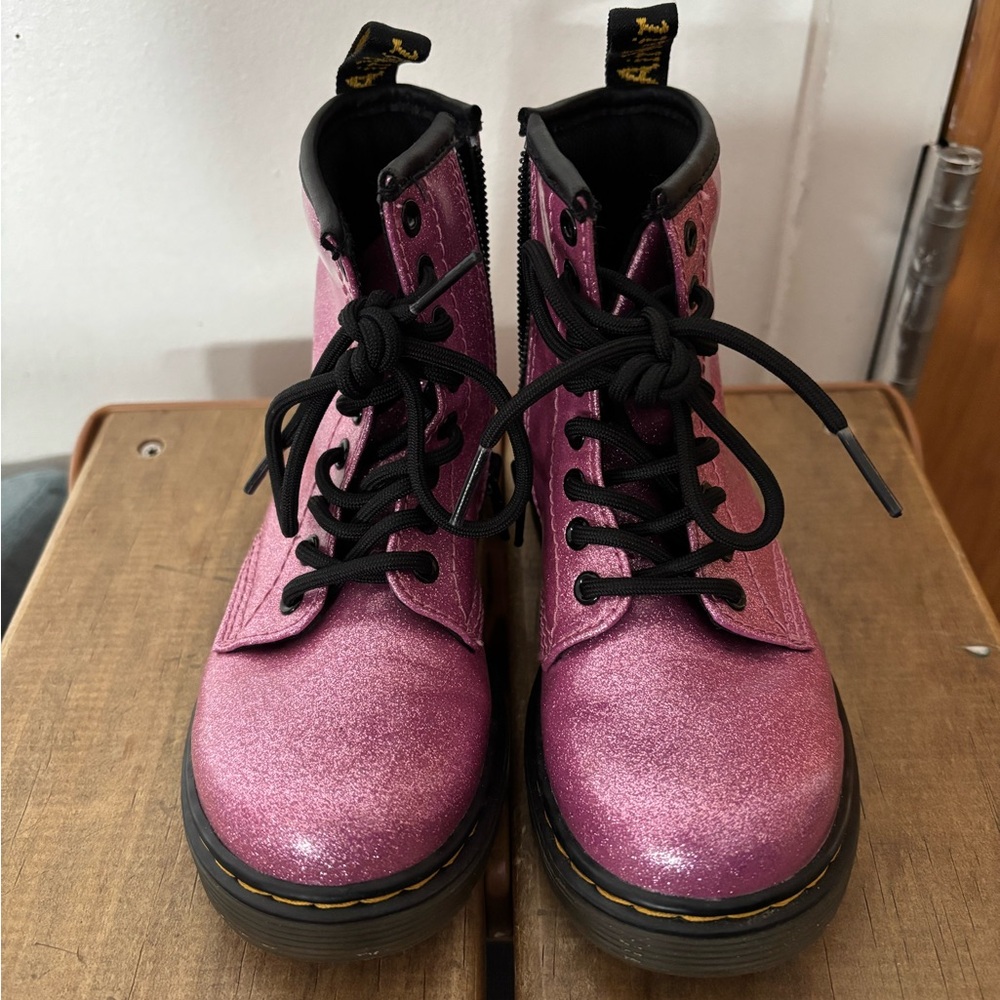 Pink Glitter Lace-Up Boots